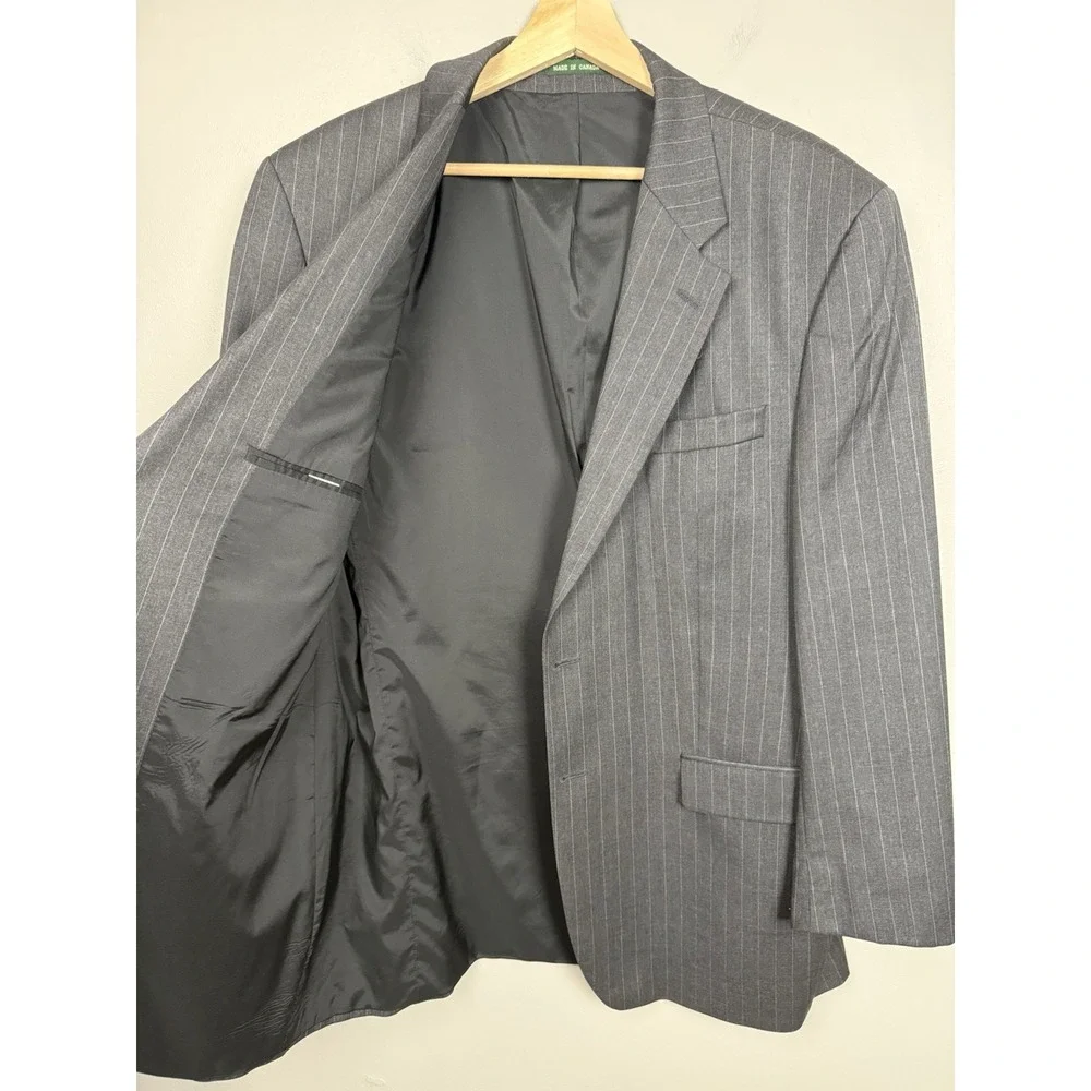 Vintage Lauren Ralph Lauren Wool Pinstripe Blazer Sport Coat Gray 2 Button 40R